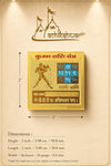 Gold-plated Kumbh Rashi Yantra card with size panel and rider figure