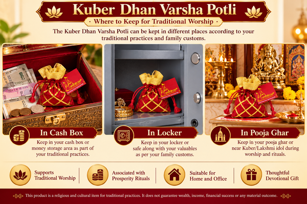 Achleshwar Kuber Dhan Varsha Potli | 14 Traditional Wealth & Prosperity Ritual Items for Kuber Puja