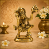 Golden Hanuman idol standing on round base, right hand raised with mace