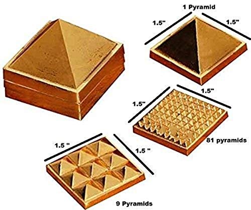 Golden Three Layer Vastu Metal Pyramid (4 Pcs) for Vastu and Feng Shui.