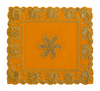 Luxury Designer Square Velvet Embroidered Yellow Pooja Aasan Cloth for Mandir | Premium Altar Cover for Temple, Puja Chowki, Home Shrine & Diwali Decoration