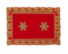 Luxury Designer Velvet Embroidered Red Pooja Aasan Cloth for Mandir | Premium Altar Cover for Temple, Puja Chowki, Home Shrine & Diwali Decoration