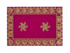 Luxury Designer Velvet Embroidered Pink Pooja Aasan Cloth for Mandir | Premium Altar Cover for Temple, Puja Chowki, Home Shrine & Diwali Decoration