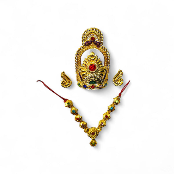 Laddu Gopal Jewellery Set – Mukut, Haar & Earrings Combo | Traditional Jewelry for Kanha Ji 0 no Size