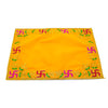 Designer Velvet Embroidered Pooja Aasan Cloth 20x30 inch Yellow | Chowki Aasan for God Idol