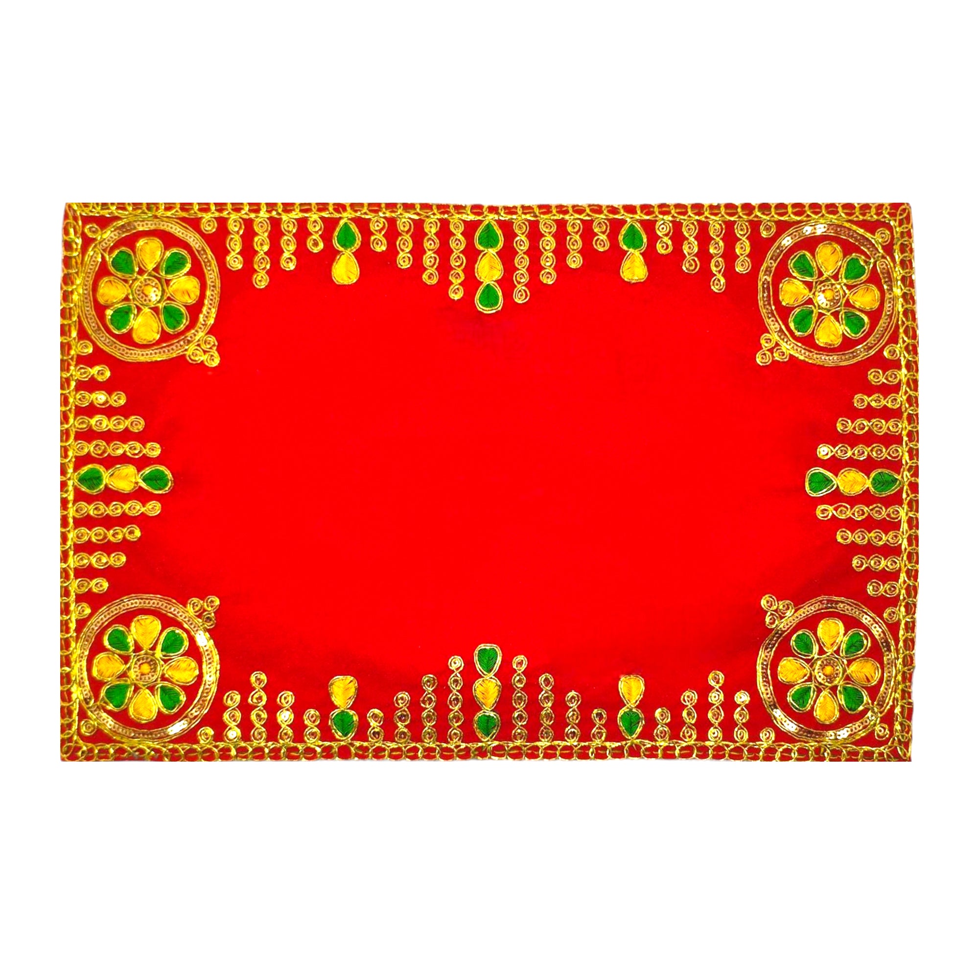 Achleshwar Designer Red Velvet Embroidered Pooja Aasan