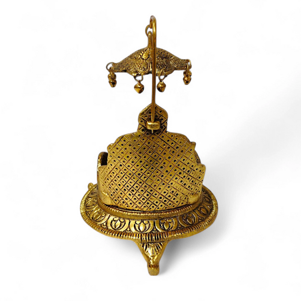 Achleshwar Laddu Gopal Handcrafted Singhasan in Antique Gold Finish