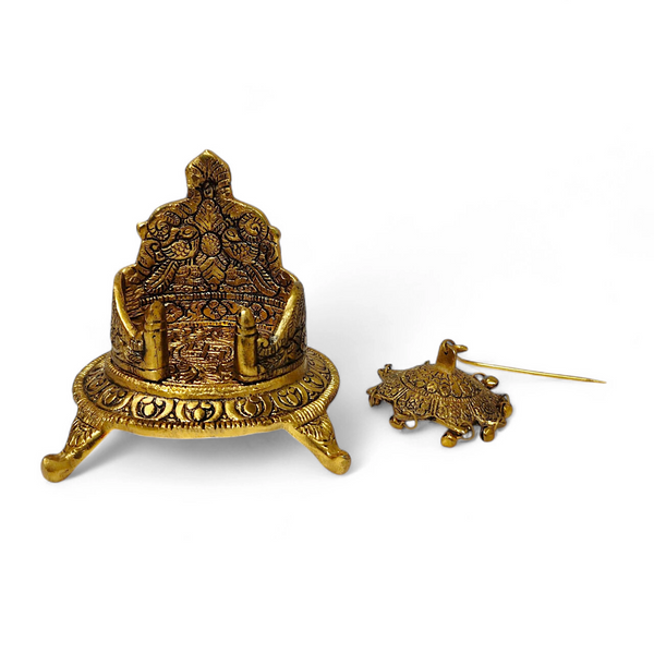 Achleshwar Laddu Gopal Handcrafted Singhasan in Antique Gold Finish