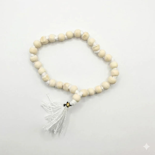 Pure White Tulsi Japa Mala 27+1Wood Chain 8 mm