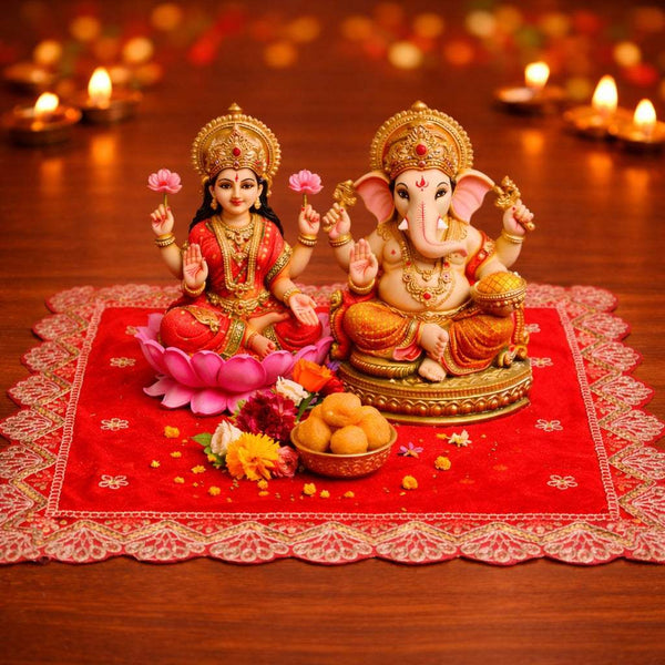 Red Pooja Chowki Cloth