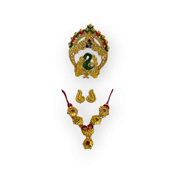 Laddu Gopal Jewellery Set – Mukut, Haar & Earrings Combo | Traditional Jewelry for Kanha Ji 0 no Size