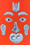Achleshwar German Silver Hanuman Ji Mukharbind Shringar Set – Traditional Face Decoration Set for Hanuman Idol 4 inch