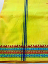 Regular unstiched dhoti set with angvastram cotton with khadi yellow colour - Achleshwar