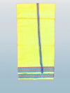 Regular unstiched dhoti set with angvastram cotton with khadi yellow colour - Achleshwar