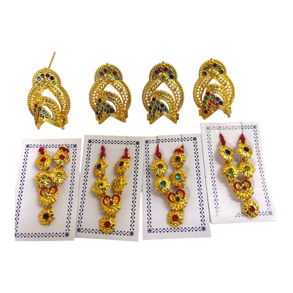 Laddu Gopal Jewellery Set – Mukut, Haar & Earrings Combo | Traditional Jewelry for Kanha Ji2 no Size