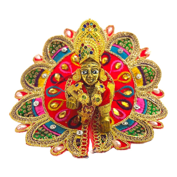 Laddu Gopal Jewellery Set – Mukut, Haar & Earrings Combo | Traditional Jewelry for Kanha Ji2 no Size