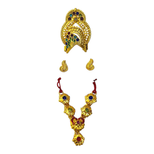 Laddu Gopal Jewellery Set – Mukut, Haar & Earrings Combo | Traditional Jewelry for Kanha Ji2 no Size