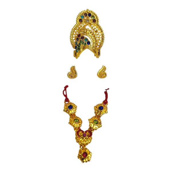 Laddu Gopal Jewellery Set – Mukut, Haar & Earrings Combo | Traditional Jewelry for Kanha Ji2 no Size