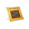 Gold yantra card in clear acrylic display stand, square design with colored grid
