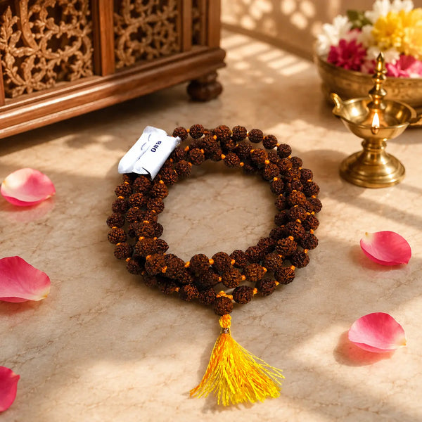 5 Mukhi Rudraksha Mala Original 108+1 Beads Jaap Mala 4mm 5mm 6mm 7mm 8mm 10mm 12mm Achleshwar