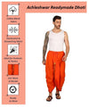 Pure Cotton Readymade Dhoti With Pocket Orange Colour Free size - Achleshwar