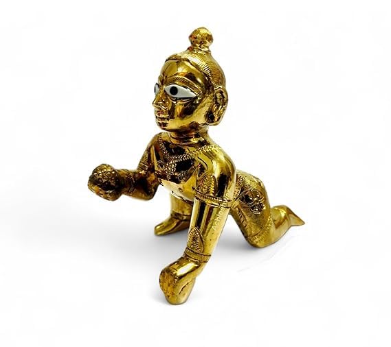 Ashtadhatu Superfine Laddu Gopal Idol | Bal Gopal Krishna Ji Murti | Ashtadhatu Krishna Statue for Mandir, Puja & Janmashtami