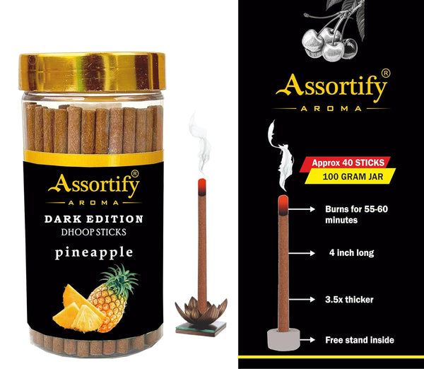 Pineapple Dhoop Sticks Jar|Natural Ingredients||100Gm Jar Packaging | Less Smoke|