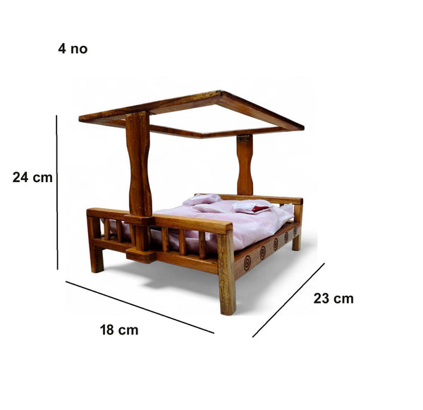 Sagwaan Wooden Bed for Laddu Gopal (NetBed) for 3 & 4 No Laddu Gopal