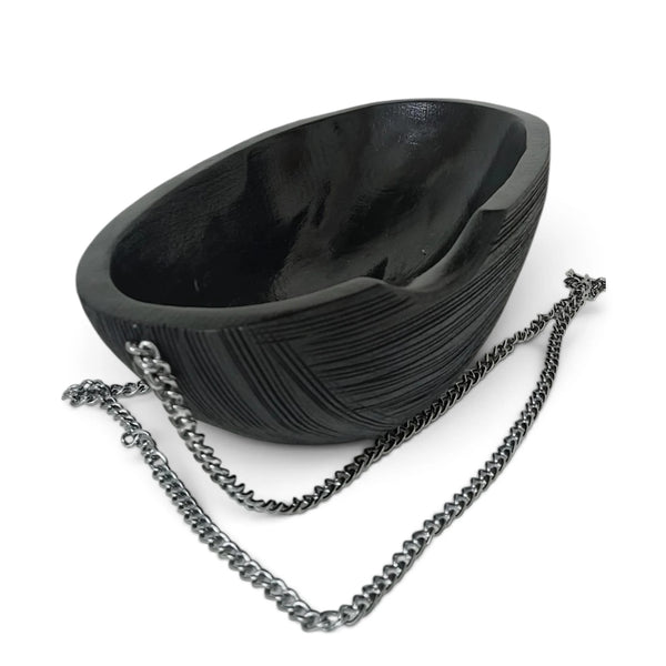 Wooden Khappar Handcrafted Black Bowl Bhiksha Patra | Traditional Sadhu Bhiksha Bowl for Eating-Drinking, Temple Decor & Spiritual Display | Achleshwar
