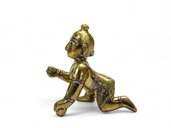 Ashtadhatu Superfine Laddu Gopal Idol | Bal Gopal Krishna Ji Murti | Ashtadhatu Krishna Statue for Mandir, Puja & Janmashtami