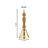 Small bronze pooja bell with ornate carved handle and wooden-style grip