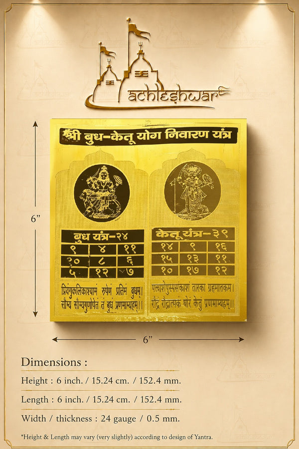 Budh Ketu Yantra poster with size diagram, height and width labels