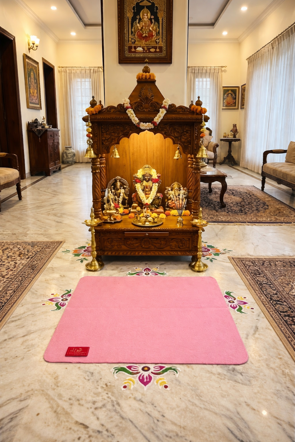 Premium Pink Woolen Aasan (23x27 Inch) – Handcrafted Pooja & Meditation Mat - Achleshwar