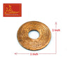 Copper coin with decorative engraving and center hole, round metal charm