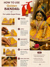 Sandalwood attar roll-on bottles with devotional idol, shown with how-to-use steps