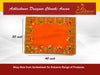 Orange velvet pooja aasan cloth with ornate gold, green and red embroidery