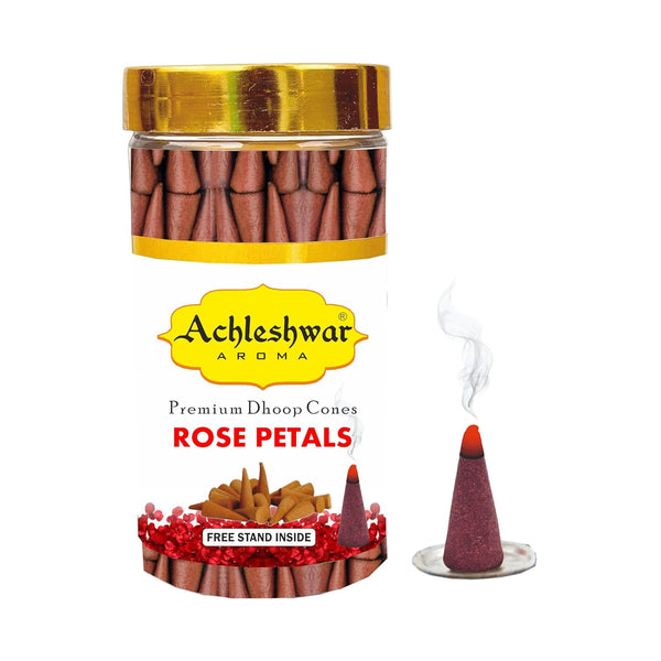 Rose Petals Dhoop Cones Box|Bamboless||100gm Jar Packaging | Less Smoke|