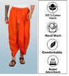 Pure cotton readymade dhoti free size orange colour with Thick embroidery border - Achleshwar