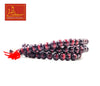 Beaded mala bracelet with dark red and silver-toned beads