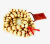Tulsi mala bead necklace with cream wooden beads and red tassel