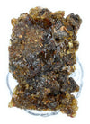 Hawan dhoop resin lump, dark brown with yellow-gold flecks