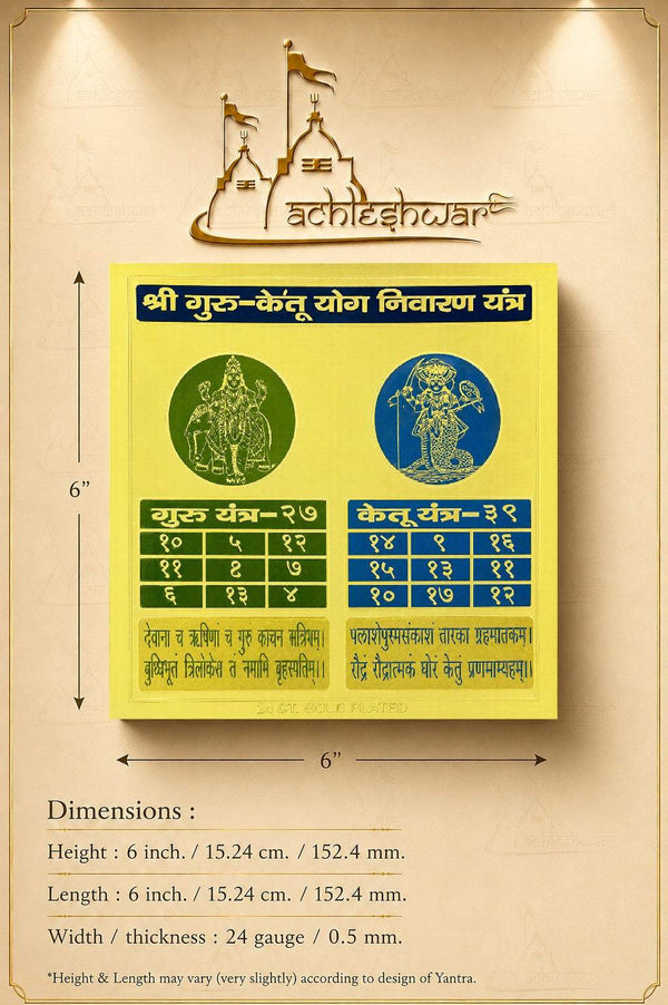 Yellow yantra card with deity circles, numbered grid, and dimension markings along edges