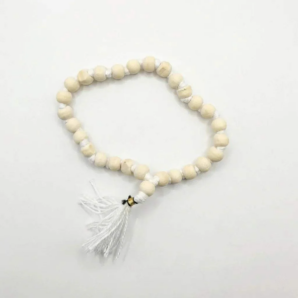 Pure White Tulsi Japa Mala 27+1 Wood Chain 8 mm | Achleshwar