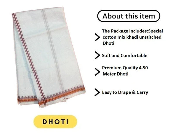 Regular unstiched dhoti cotton white colour - Achleshwar
