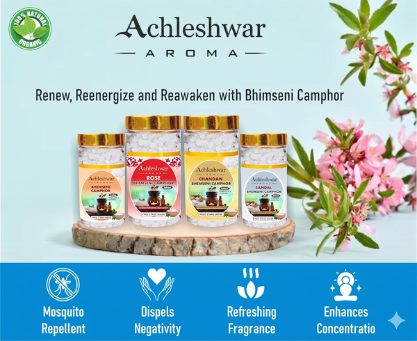 Achleshwar Organic Green Camphor (Bhimseni Kapur) Pure Pacha Camphor Kapoor for Puja