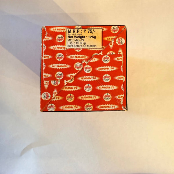 Tika powder box for pooja, orange packaging with product details