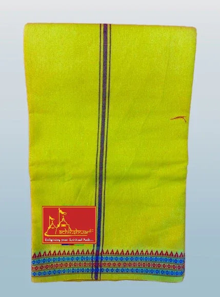 Regular unstiched dhoti set with angvastram cotton with khadi yellow colour - Achleshwar