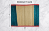 Kusha aasan grass mat, 24x18 in, beige center, teal sides, red border