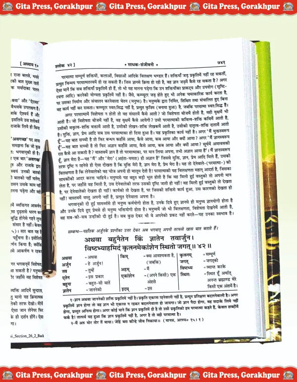 Gitapress Shrimad Bhagavad Gita Sadhak Sanjeevani Code 6 | Hindi Commentary by Swami Ramsukhdas Ji | Hardcover | Achleshwar