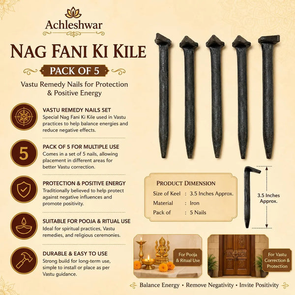 Nagfani Ki Keel | Traditional Tamra Nails for Pooja, Temple, Wooden Mandir, Religious Rituals & Decorative Applications | Achleshwar